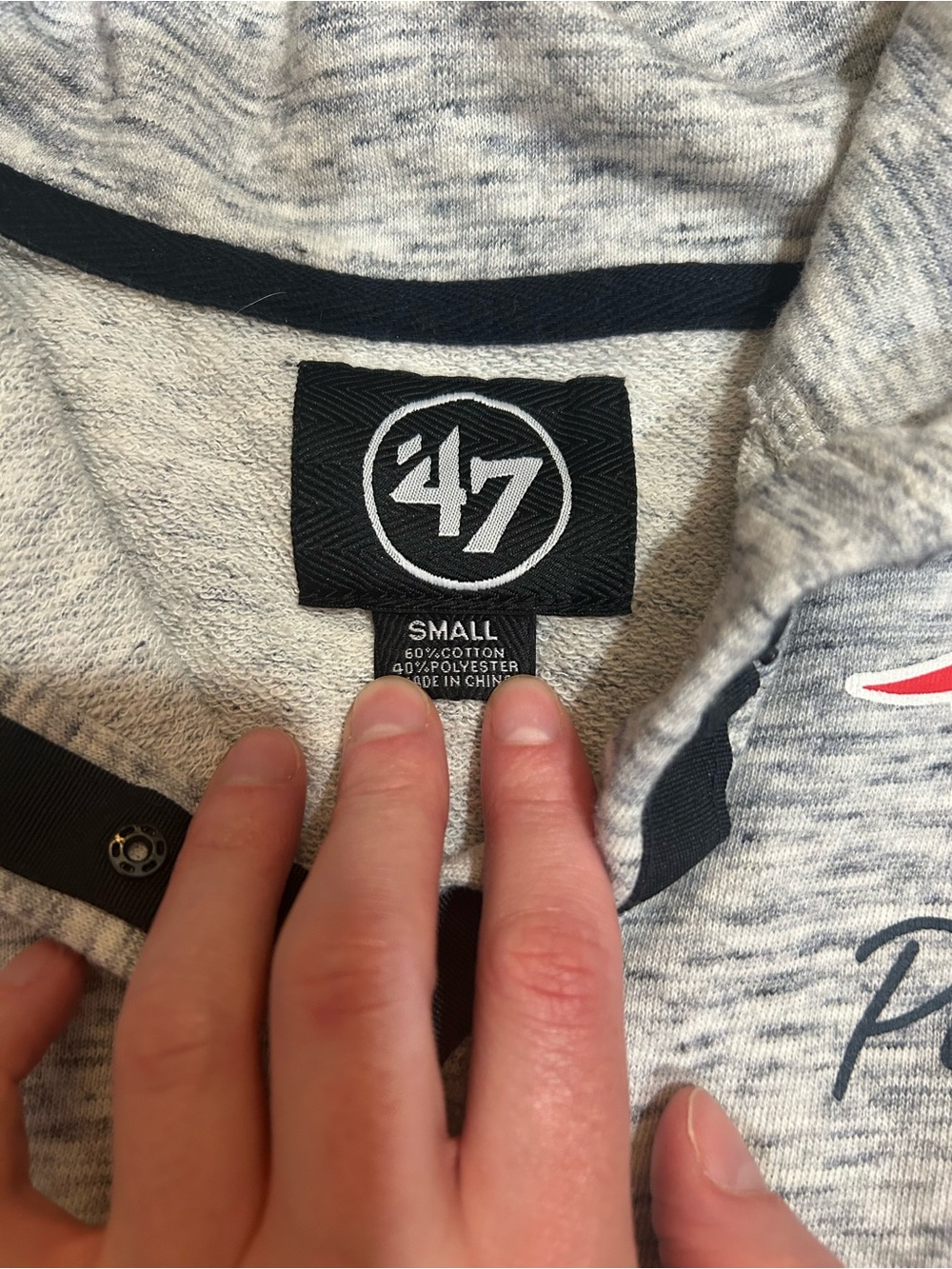47 Heather Gray Pullover with Navy Trim - Picture 3 of 3